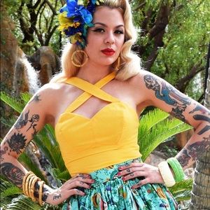 NWT A Classic Paradise Bungalow Top, Yellow, XL